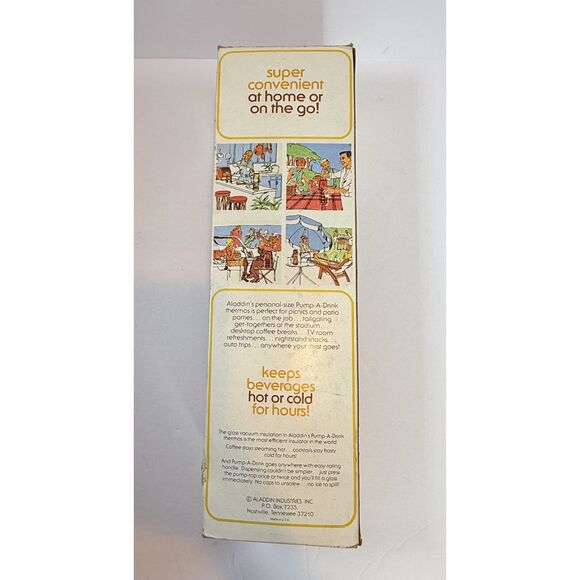 Vintage Aladdin Pump a Drink Red Plaid Thermos Built In Dispenser With Box - Picture 2 of 9